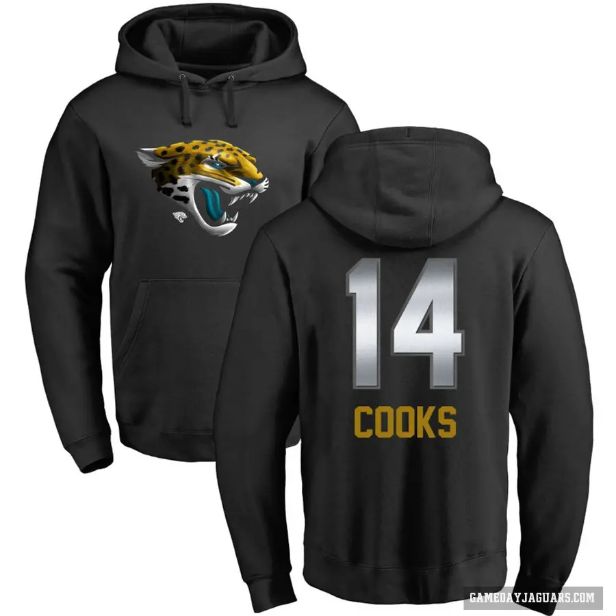 Men's ＃14 Elijah Cooks Jacksonville Jaguars Black Midnight Mascot Pullover Hoodie