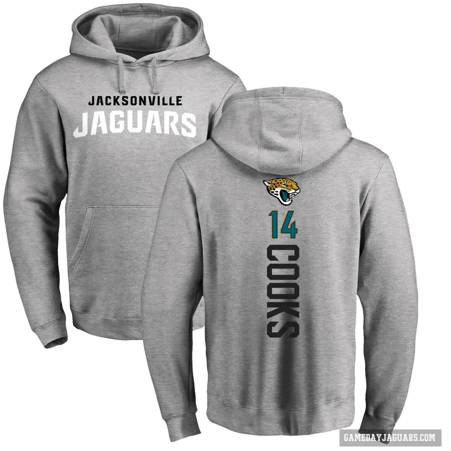 Men's ＃14 Elijah Cooks Jacksonville Jaguars Pro Line Ash Backer Pullover Hoodie