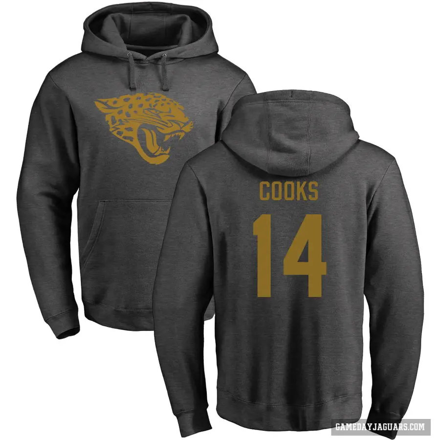 Men's ＃14 Elijah Cooks Jacksonville Jaguars Pro Line by Branded Ash One Color Pullover Hoodie