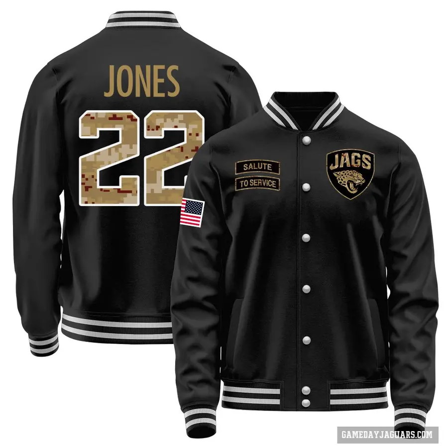 Men's ＃22 Jarrian Jones Jacksonville Jaguars Black Salute to Service Sideline Performance Jacket