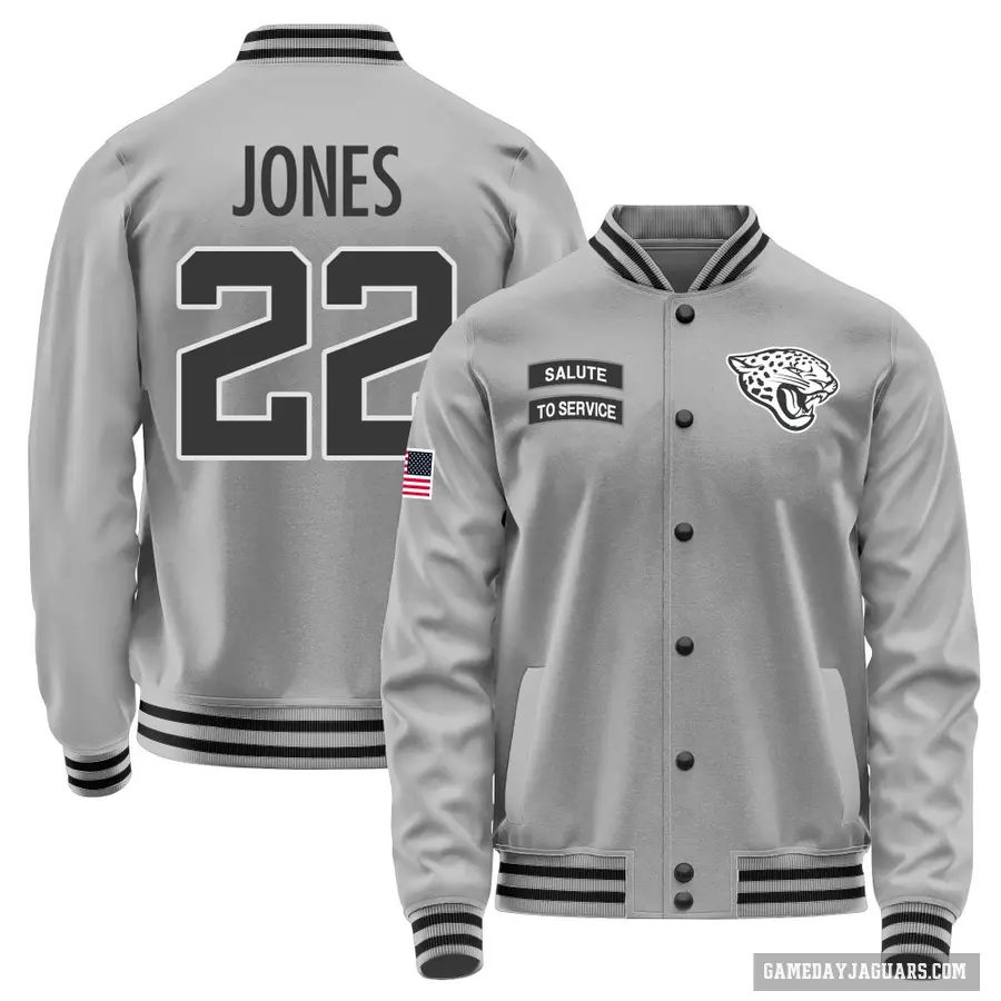 Men's ＃22 Jarrian Jones Jacksonville Jaguars Gray Salute to Service Performance Jacket