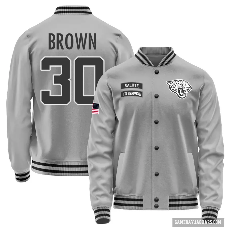 Men's ＃30 Montaric Brown Jacksonville Jaguars Gray Salute to Service Performance Jacket