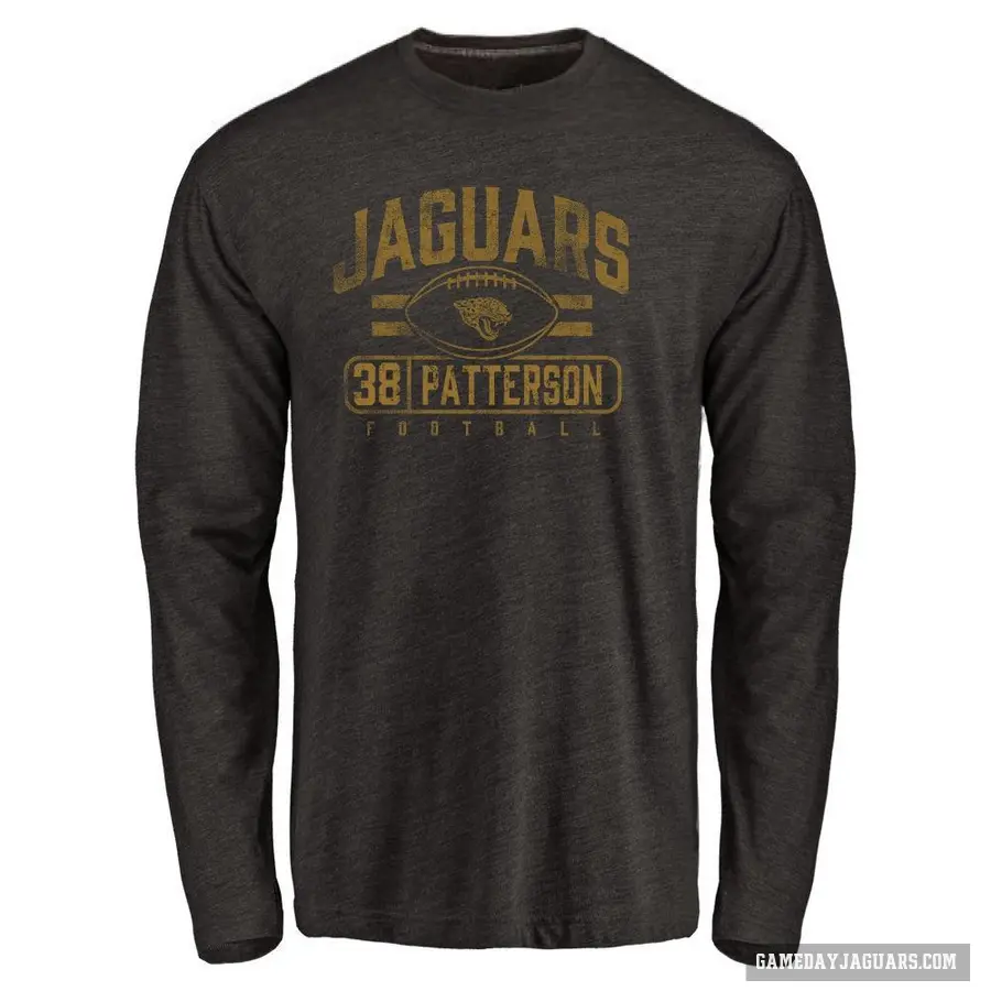 Men's ＃38 Riley Patterson Jacksonville Jaguars Black Flanker Long Sleeve T-Shirt