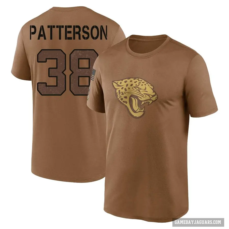 Men's ＃38 Riley Patterson Jacksonville Jaguars Brown 2023 Salute To Service Performance T-Shirt