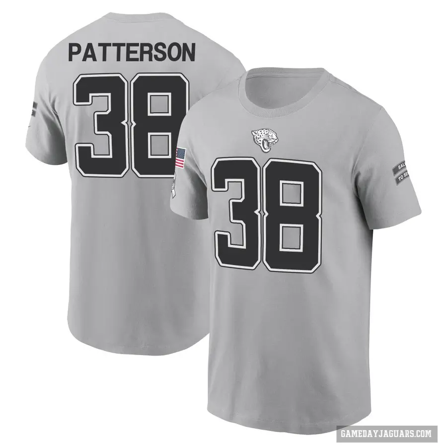 Men's ＃38 Riley Patterson Jacksonville Jaguars Gray 2024 Salute to Service T-Shirt