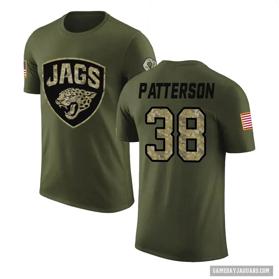 Men's ＃38 Riley Patterson Jacksonville Jaguars Olive Salute to Service T-Shirt