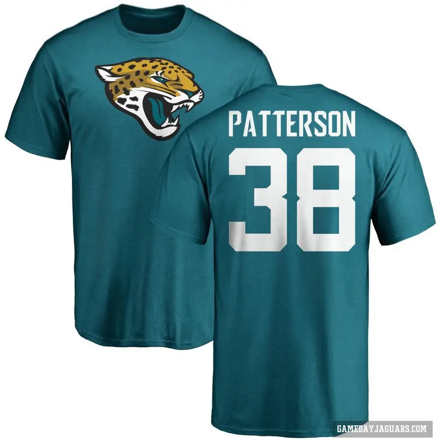 Men's ＃38 Riley Patterson Jacksonville Jaguars Teal Logo T-Shirt