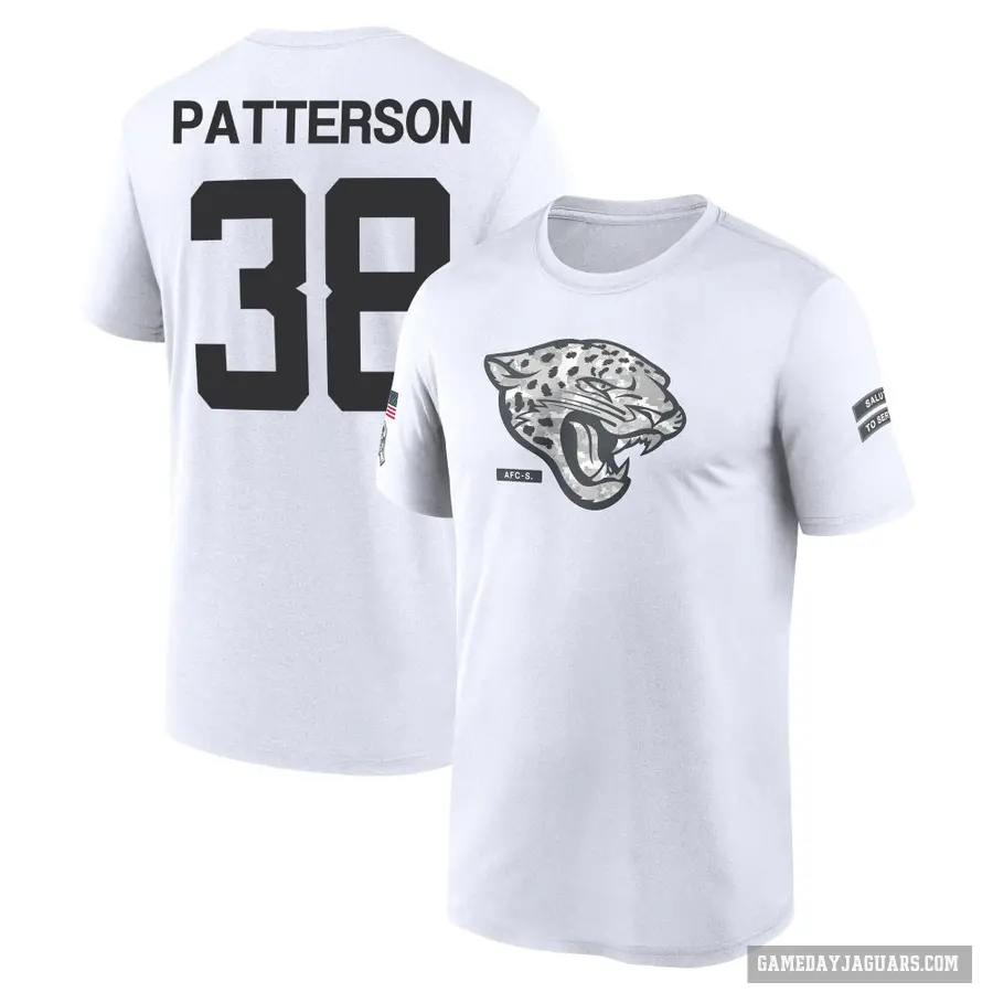 Men's ＃38 Riley Patterson Jacksonville Jaguars White 2024 Salute to Service Performance T-Shirt