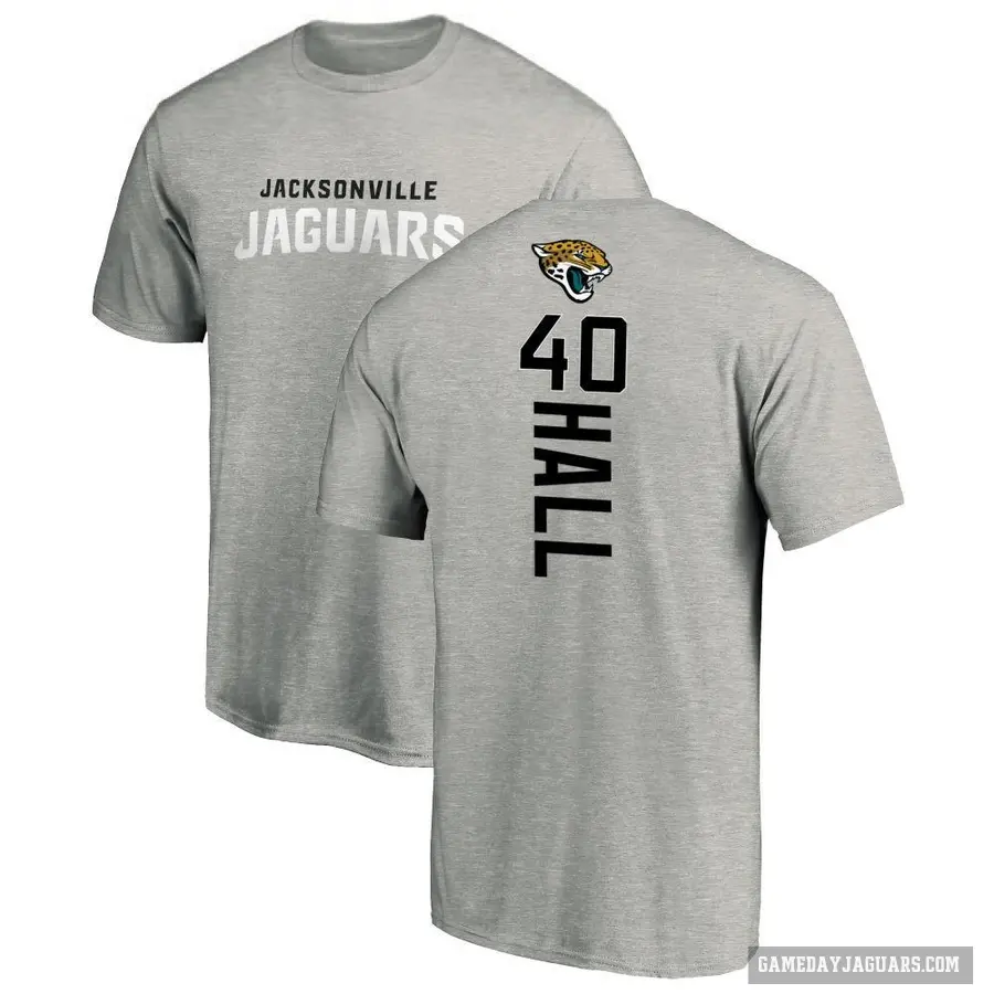 Men's ＃40 Tyler Hall Jacksonville Jaguars Ash Backer T-Shirt