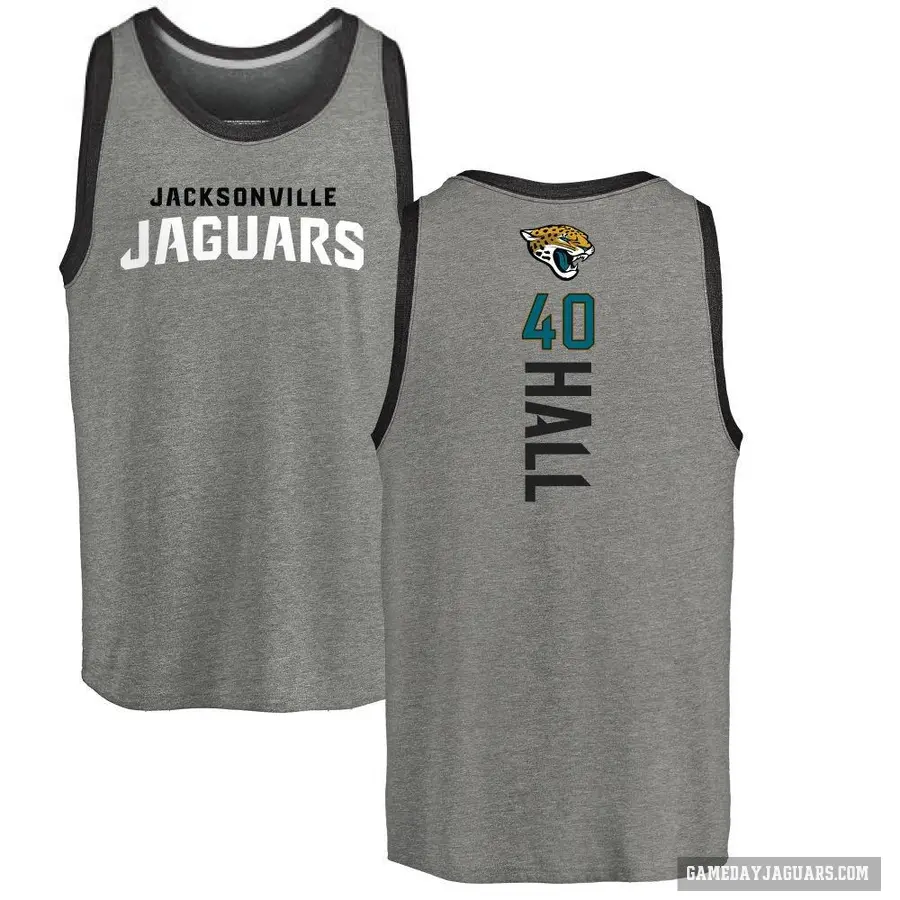 Men's ＃40 Tyler Hall Jacksonville Jaguars Ash Backer Tank Top