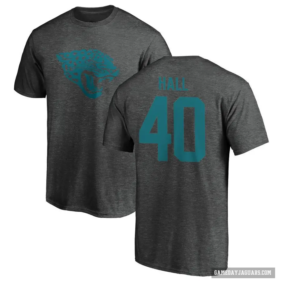 Men's ＃40 Tyler Hall Jacksonville Jaguars Ash One Color T-Shirt