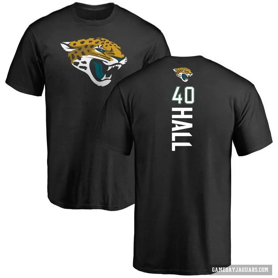 Men's ＃40 Tyler Hall Jacksonville Jaguars Black Backer T-Shirt