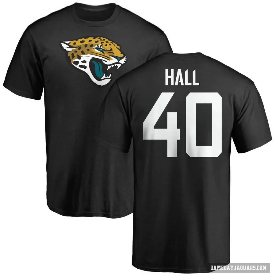 Men's ＃40 Tyler Hall Jacksonville Jaguars Black Logo T-Shirt