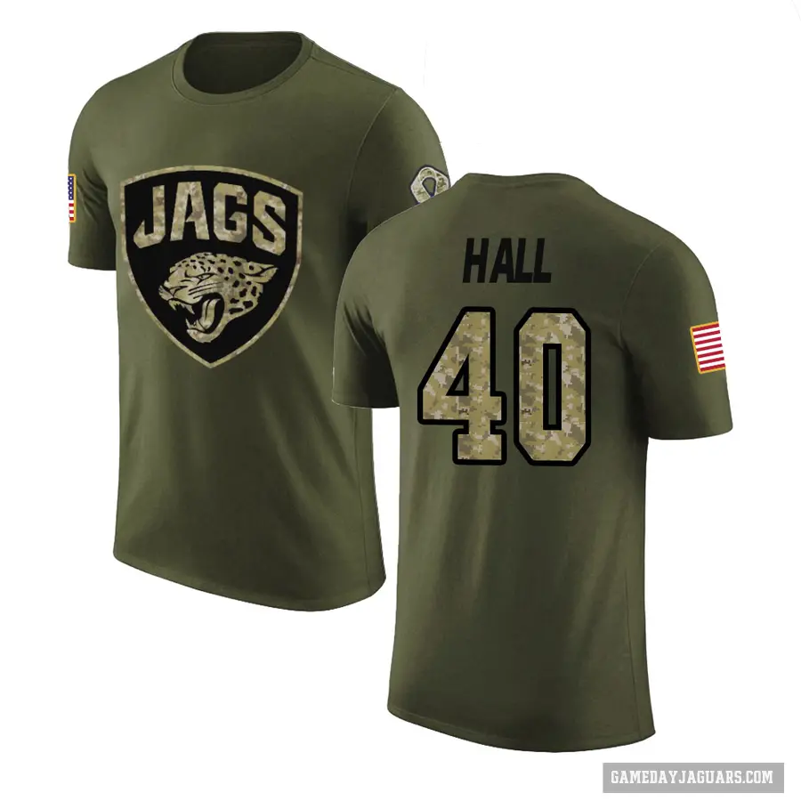 Men's ＃40 Tyler Hall Jacksonville Jaguars Olive Salute to Service T-Shirt