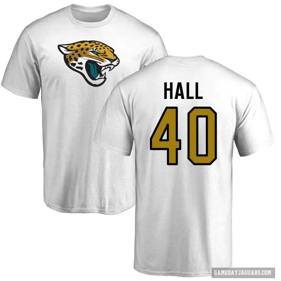 Men's ＃40 Tyler Hall Jacksonville Jaguars White Logo T-Shirt