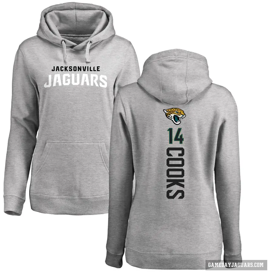 Women's ＃14 Elijah Cooks Jacksonville Jaguars Pro Line Ash Backer Pullover Hoodie