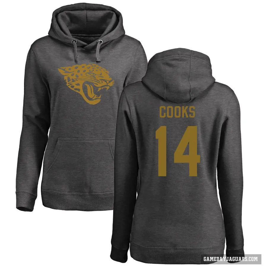 Women's ＃14 Elijah Cooks Jacksonville Jaguars Pro Line by Branded Ash One Color Pullover Hoodie