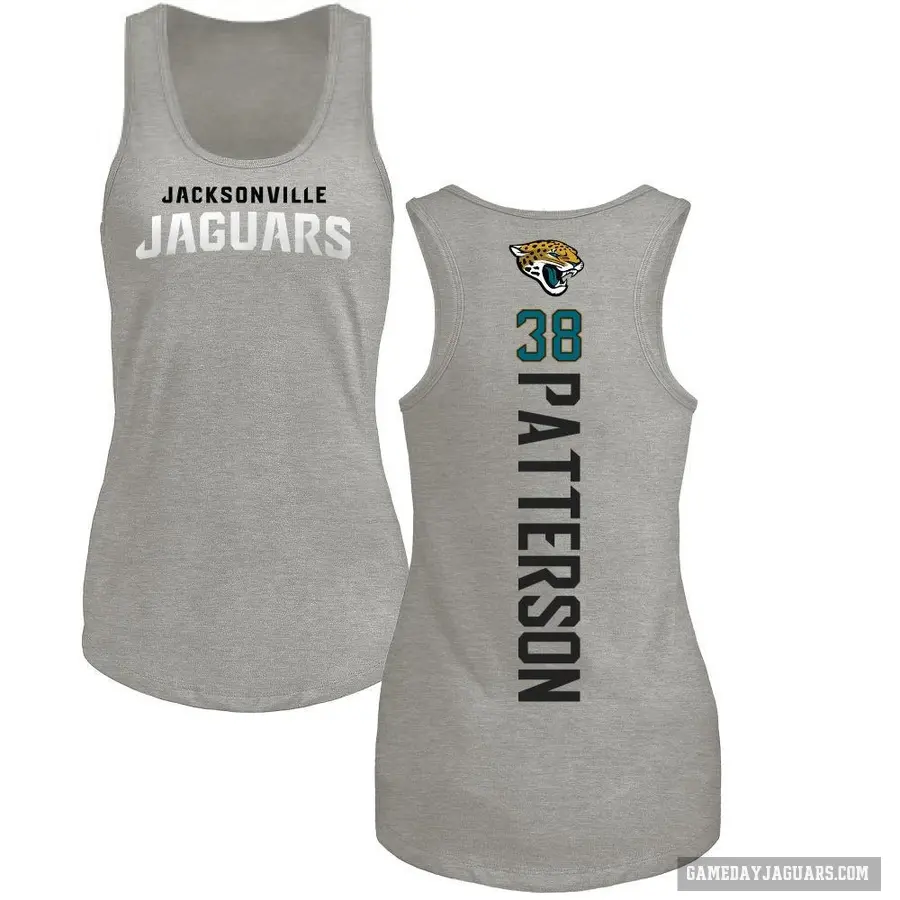 Women's ＃38 Riley Patterson Jacksonville Jaguars Ash Backer Tank Top