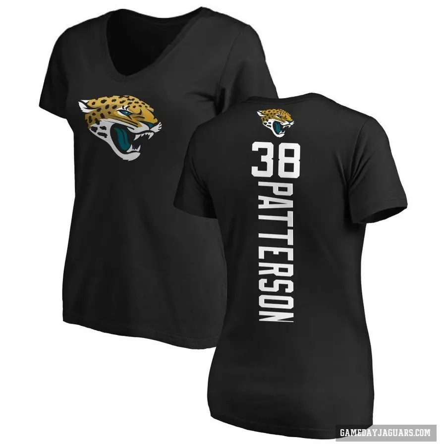 Women's ＃38 Riley Patterson Jacksonville Jaguars Black Backer Slim Fit T-Shirt