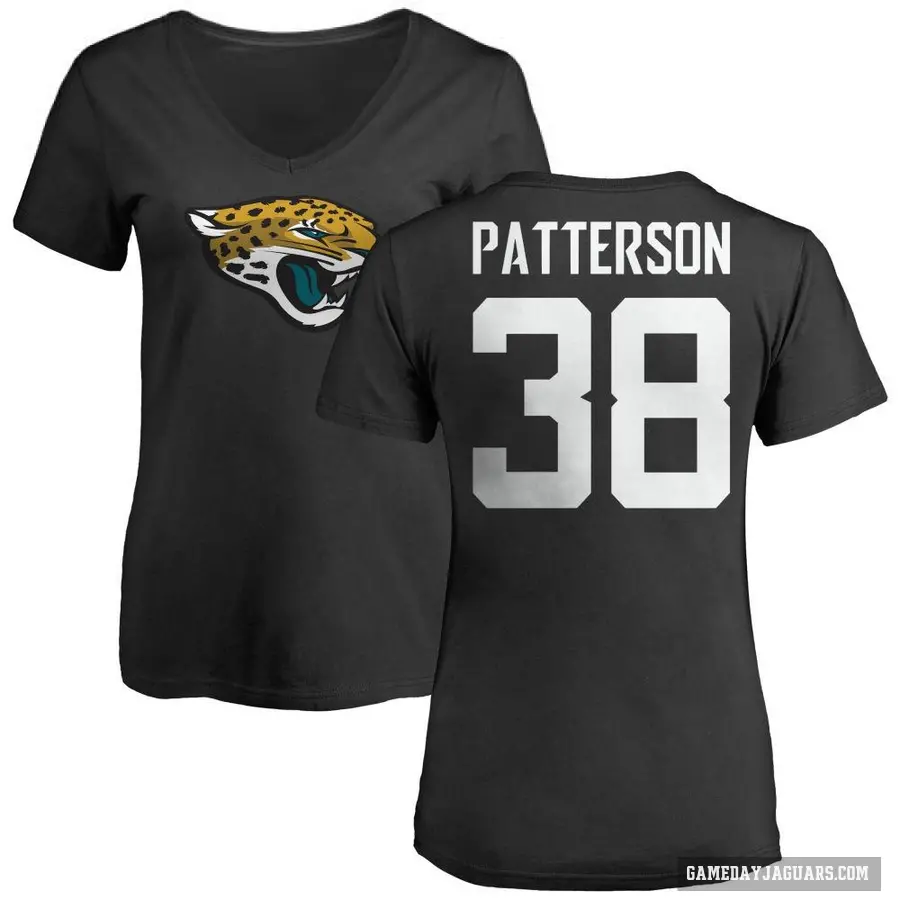 Women's ＃38 Riley Patterson Jacksonville Jaguars Black Logo Slim Fit T-Shirt