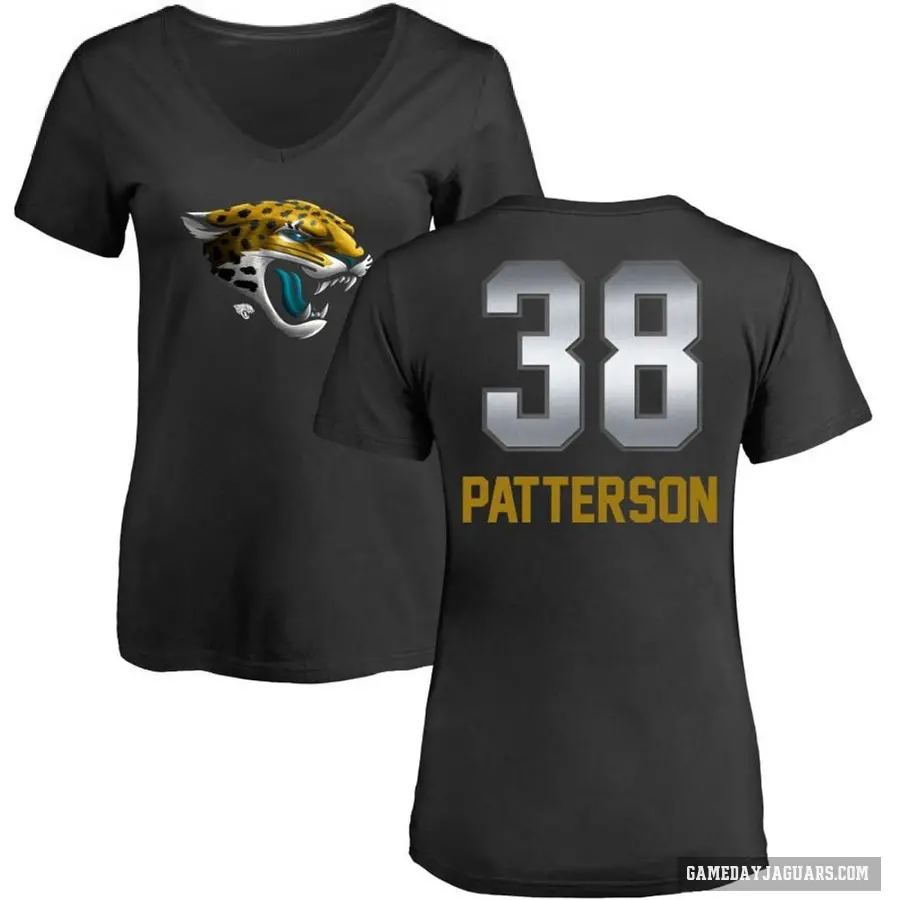 Women's ＃38 Riley Patterson Jacksonville Jaguars Black Midnight Mascot T-Shirt