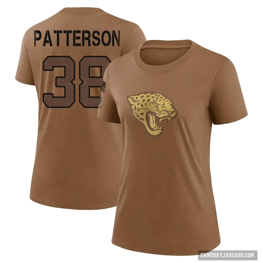 Women's ＃38 Riley Patterson Jacksonville Jaguars Brown 2023 Salute To Service Performance T-Shirt