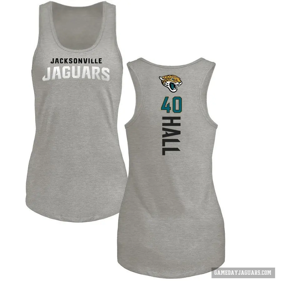 Women's ＃40 Tyler Hall Jacksonville Jaguars Ash Backer Tank Top