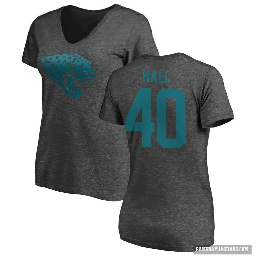 Women's ＃40 Tyler Hall Jacksonville Jaguars Ash One Color T-Shirt