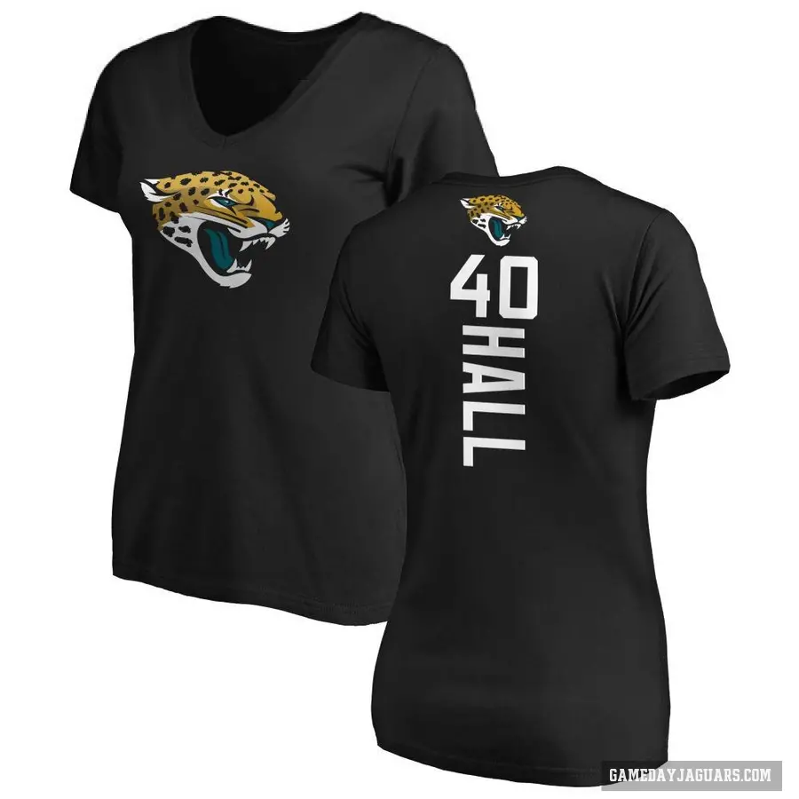 Women's ＃40 Tyler Hall Jacksonville Jaguars Black Backer Slim Fit T-Shirt