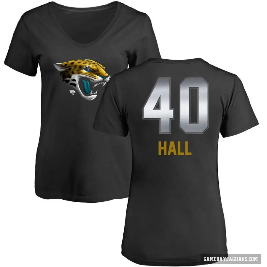 Women's ＃40 Tyler Hall Jacksonville Jaguars Black Midnight Mascot T-Shirt