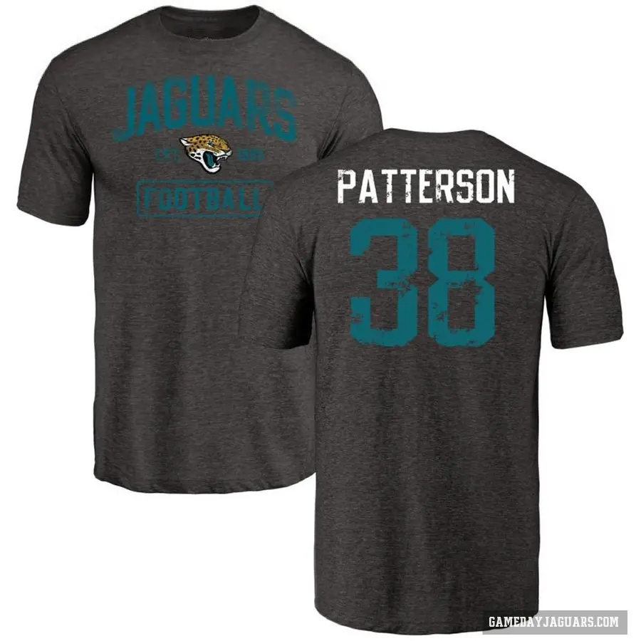 Youth ＃38 Riley Patterson Jacksonville Jaguars Black Distressed T-Shirt